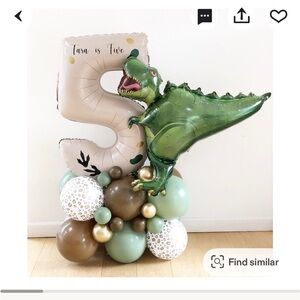 Dinosaur and Number 3 Balloon Arrangement
